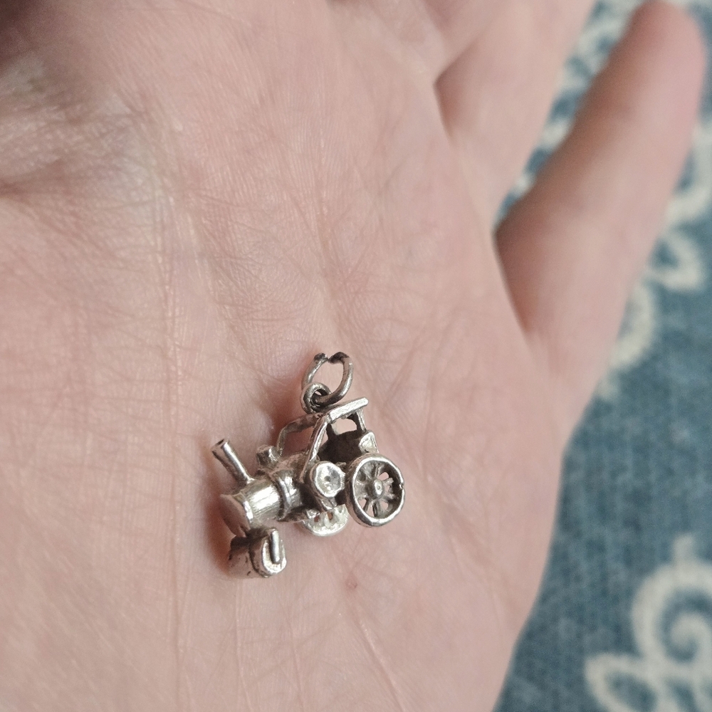 Antique 925 Sterling Silver Steam Roller Train Car Tractor Harvester Charm